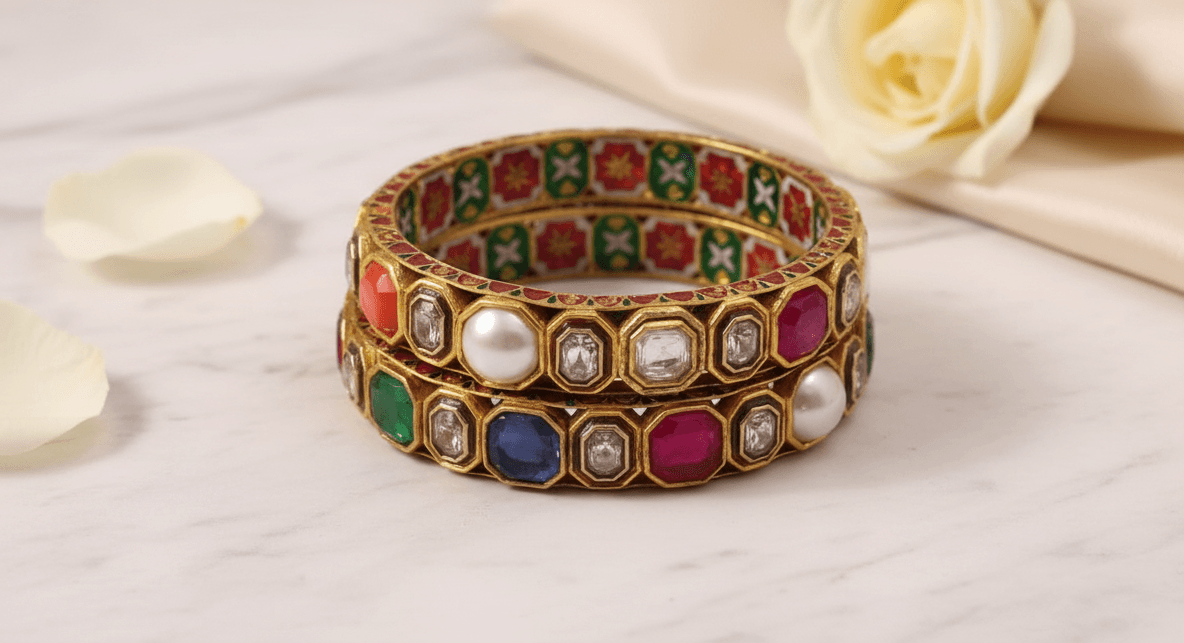 Kundan Bangles Set