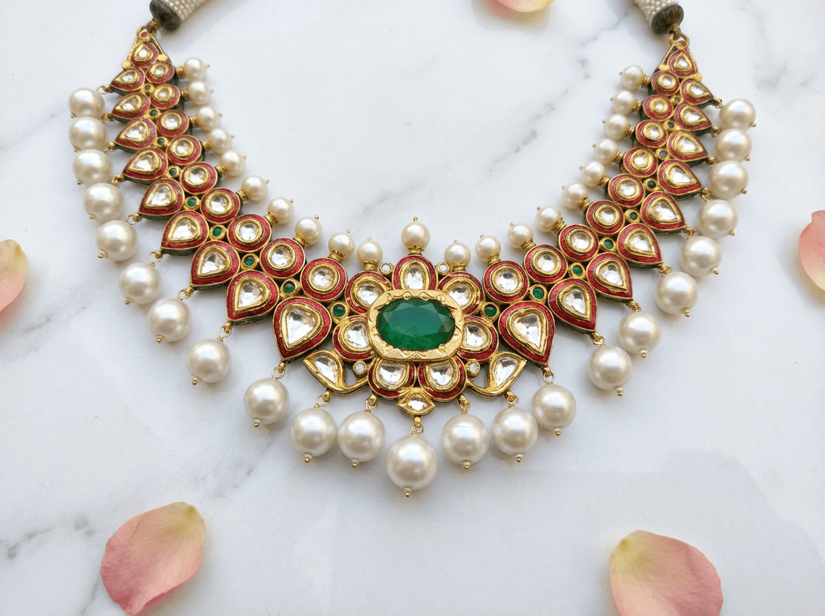 Meena Necklace with Pearls